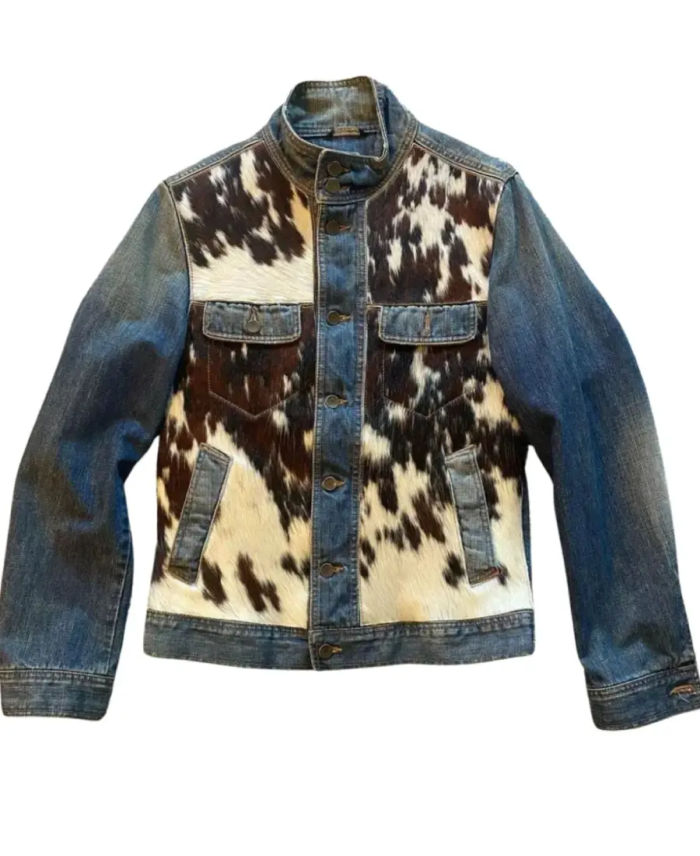 Men's Cowhide Western Cowboy Denim Jacket