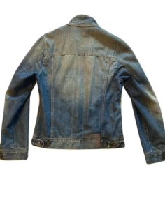 Men's Cowhide Western Cowboy Denim Jacket Back