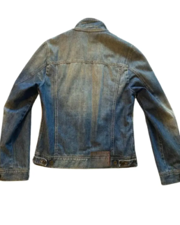 Men's Cowhide Western Cowboy Denim Jacket Back