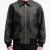 Men’s Leather Bomber Jacket Front