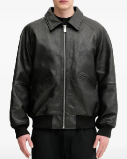 Men’s Leather Bomber Jacket Front