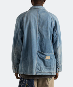 Men's Panelled Blue Denim Jacket Back
