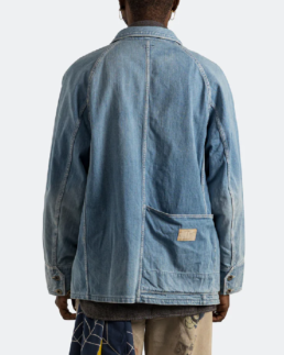 Men's Panelled Blue Denim Jacket Back