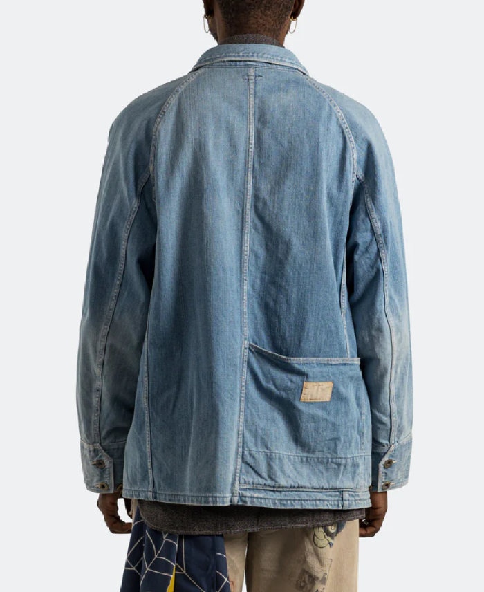 Men's Panelled Blue Denim Jacket Back