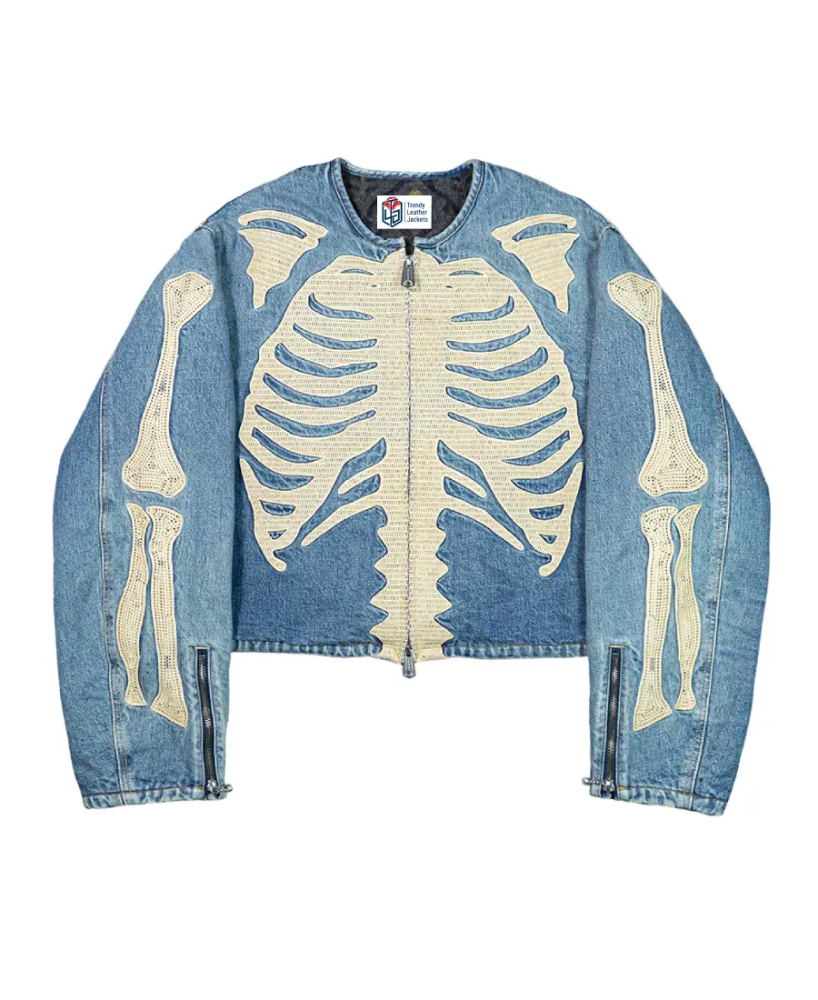 Men's Skeleton Blue Denim Jacket