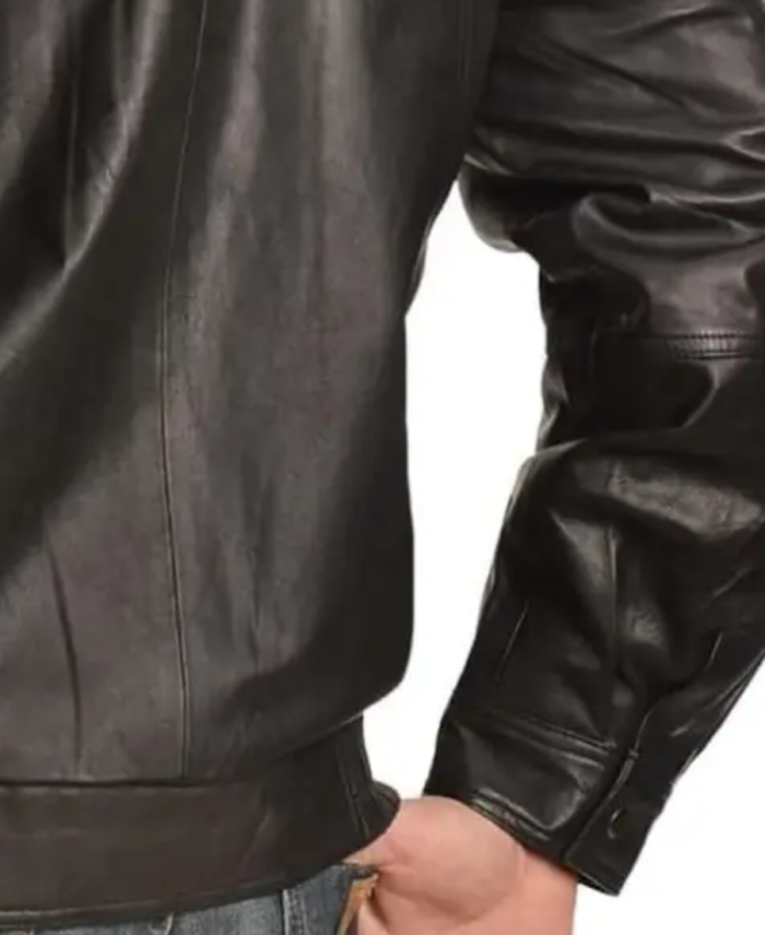 Men’s Vintage Classic Black Leather Jacket Sleeves