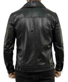 Shop The Holland Black Trucker Leather Jacket