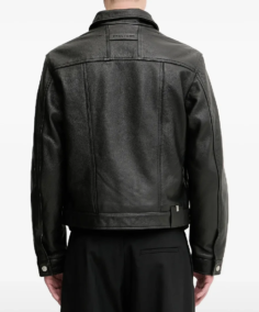 Shop The Men’s Button-Fastening Leather Jacket Back