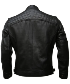Shop The Men’s Motorcycle Casual Black Leather Jacket Back