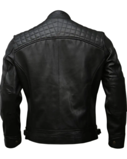 Shop The Men’s Motorcycle Casual Black Leather Jacket Back
