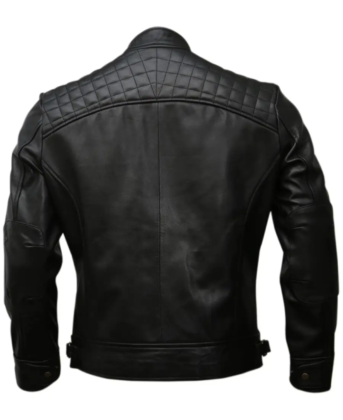 Shop The Men’s Motorcycle Casual Black Leather Jacket Back