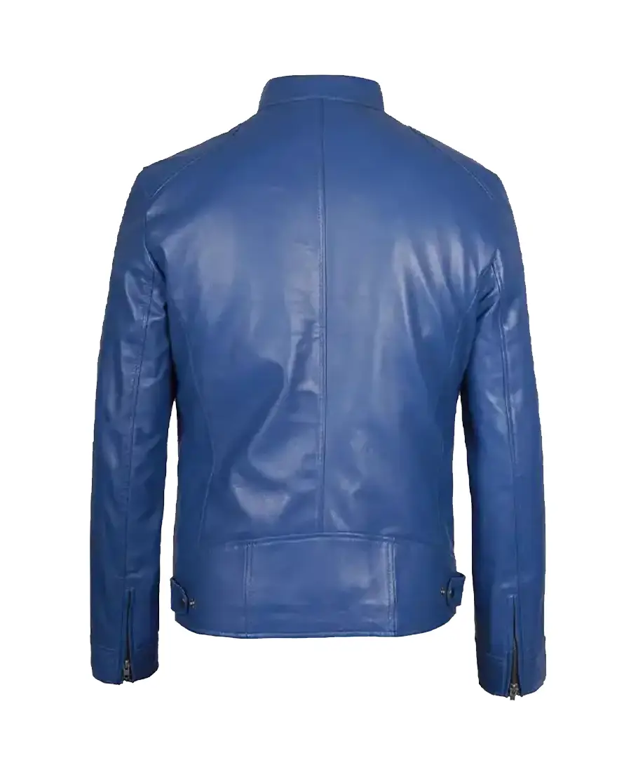 Shop The Mens Simple Blue Leather Jacket - Trendy Leather Jackets
