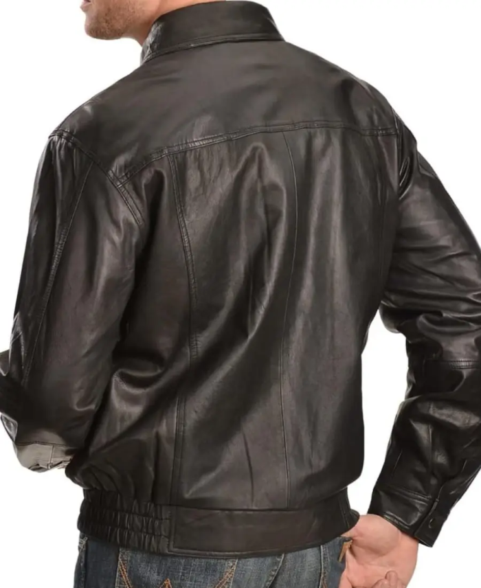 Shop The Men’s Vintage Classic Black Leather Jacket Back