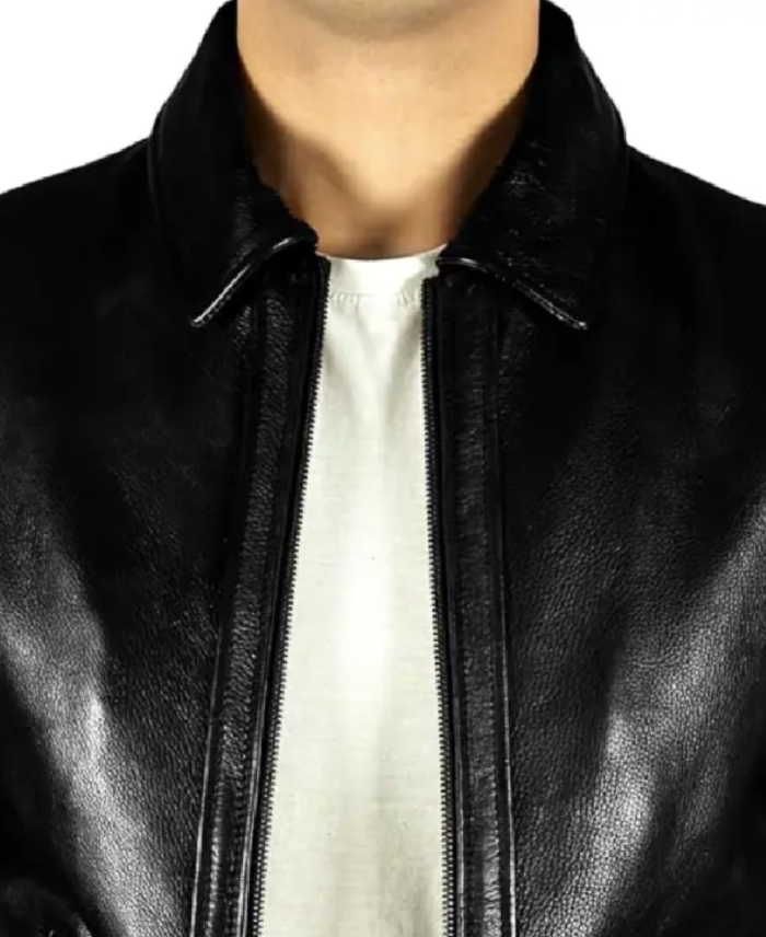 Vintage Retro Cafe Racer Leather Jacket Collar