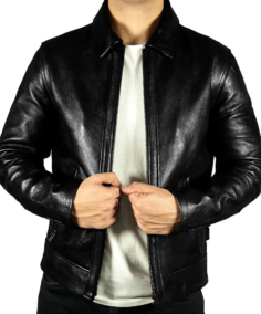 Vintage Retro Cafe Racer Leather Jacket Front