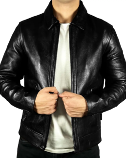 Vintage Retro Cafe Racer Leather Jacket Front