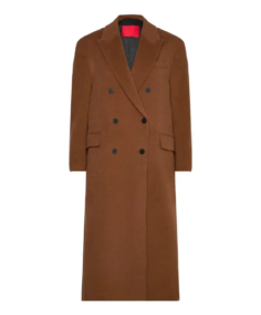 Women Double Breasted Brown Wool Long Coat