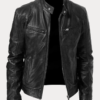 Biker Casual Zipper Leather Jacket Black