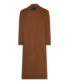 Shop The Women Double Breasted Brown Wool Long Coat