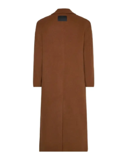 Shop The Women Double Breasted Brown Wool Long Coat