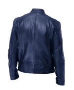Shop The Biker Casual Zipper Leather Jacket Blue