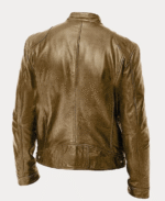 Shop The Biker Casual Zipper Leather Jacket Gold