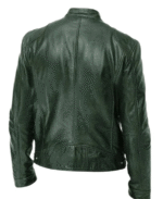 Shop The Biker Casual Zipper Leather Jacket Green