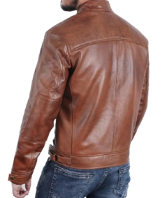 Shop The Men Brown Cafe Racer Leather Jacket