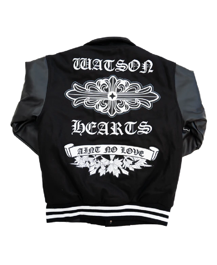Watson Hearts Ain't No Love Varsity Jacket | Trendy Leather Jackets