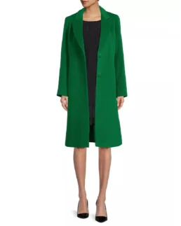 Women's Green Single Breasted Wool Coat - Trendy Leather Jackets
