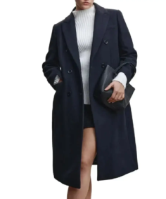 Women’s Navy Blue Long Wool Coat