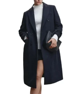 Women’s Navy Blue Long Wool Coat