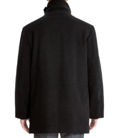 Men Daniel Single Breasted Black Wool Topcoat Back