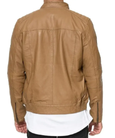 Men's Camel Brown Urban Lambskin Leather Jacket Back
