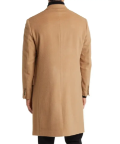 Men's Classic Beige Wool Trench Coat Back