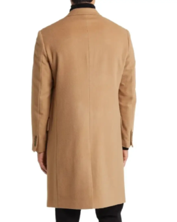 Men's Classic Beige Wool Trench Coat Back