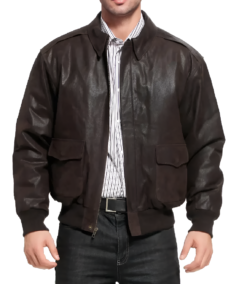 Men's Distressed Dark Brown A2 Bomber Jacket