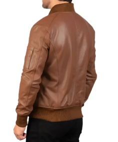 Shop The Men's Vintage Western Brown Leather Bomber Jacket