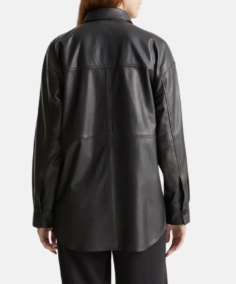 Shop The Women Black Shirt Leather Jacket