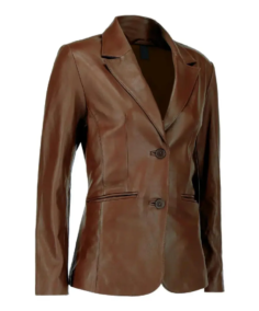 Shop The Women Dark Brown Lambskin Leather Blazer