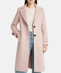 Shop The Women Pink Wool Trench Long Coat