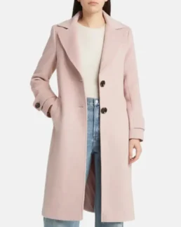 Shop The Women Pink Wool Trench Long Coat