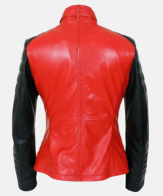 Shop The Women Red And Black Leather Biker Jacket