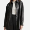 Women Black Shirt Leather Jacket