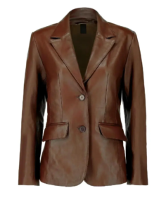 Women Dark Brown Lambskin Leather Blazer