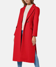 Women Red Grazia Long Wool Coat