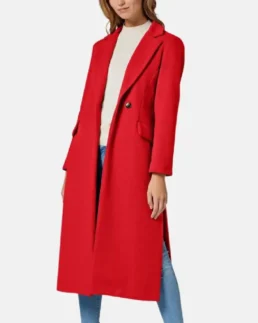 Women Red Grazia Long Wool Coat