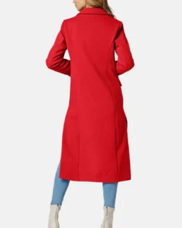 Women Red Grazia Long Wool Coat Back