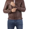 Casual Brown Signature Diamond Lambskin Leather Jacket