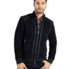 Men Black Cafe Racer Suede Jacket - Trendy Leather Jackets
